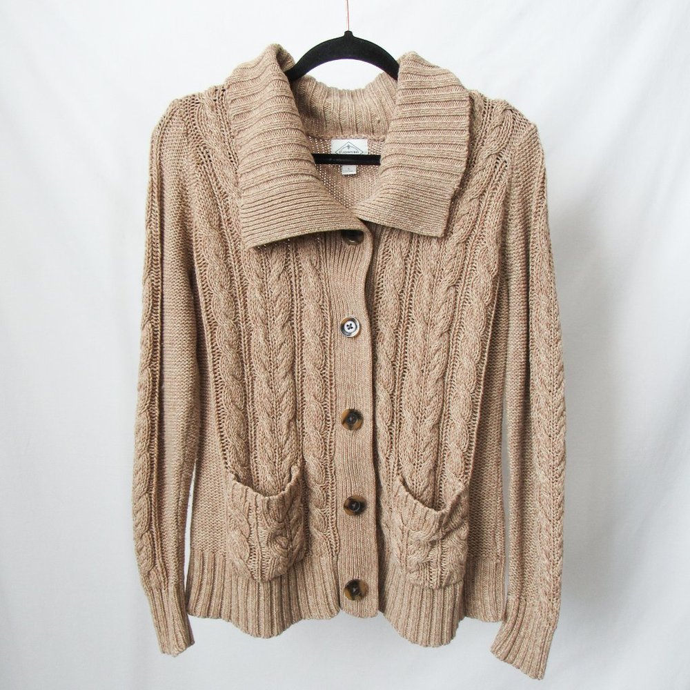 VINTAGE 90S St John's Bay Soft Knit Cardigan Sweater in Brown